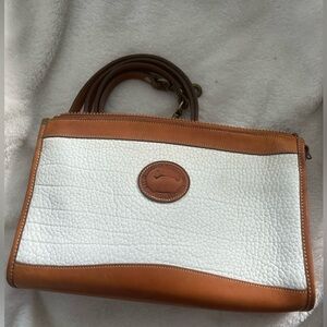 Vintage Dooney & Bourke White and Tan Crossbody Bag